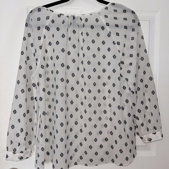 J.Crew White and Black Sheer Blouse Small - Picture 2 of 3